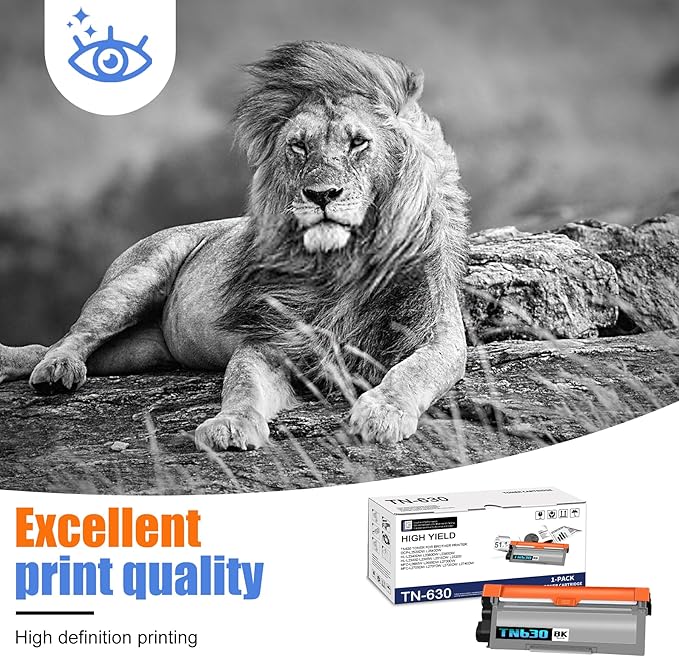 1-Pack TN630 Black Toner Cartridge, Replacement for Brother TN-630 for HL-L2300D L2305W L2315DW L2320D L2340DW L2360DW L2380DW MFC-L2680W L2700DW L2705DW L2720DW L2740DW DCP-L2520DW L2540DW Printer