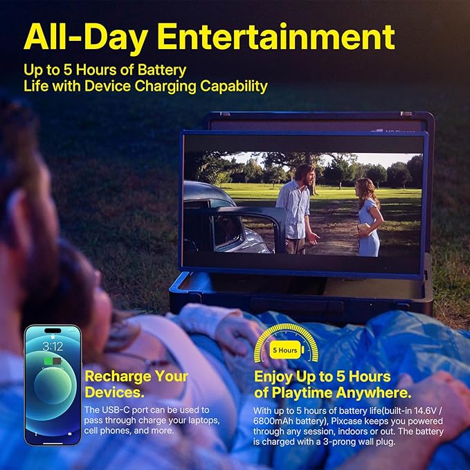 MP Mobile Pixels 27" Pixcase Computer Monitor, 1080P Touchscreen with 16GB RAM, Google Play Access, 40W Speakers, Compact Suitcase Design, Gamepad & Remote Included, Windows/Mac/Switch/Consoles