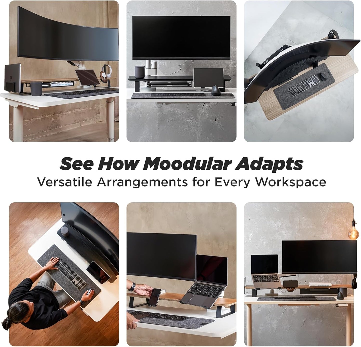Moodular Add-ons Cable Organizer 2 Pack [Accessory Only - Requires Moodular Wooden Monitor Stand Slide Rails for Use] Black MSA-CO