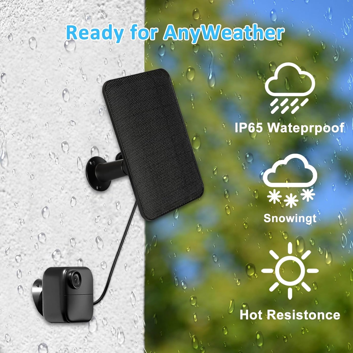 6W Solar Panel Charger for Blink Outdoor/Outdoor(3rd Gen)/XT XT2 Camera Solar Panel with 13.1ft Waterproof Charging Cable, Waterproof Rubber Plug, 360°Adjustable (for Blink 3-3PC)