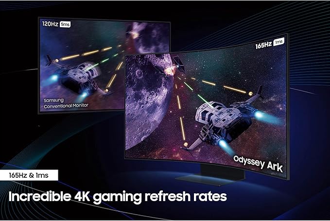 Samsung 55" Odyssey Ark 2nd Gen 4K UHD 1000R Curved Gaming Monitor, 165Hz, 1ms, 4 Input Multi View, Quantum Mini-LED, AMD FreeSync Premium Pro, HDR 10+, Height Adjustable Screen, LS55CG970NNXGO