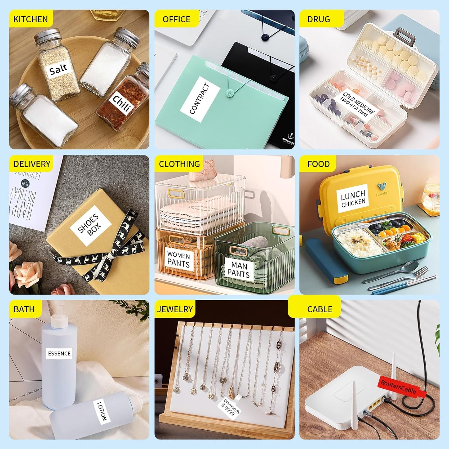 PUQU 30x15mm Direct Thermal Sticker Labels, Self-Adhesive All-Purpose Label Maker Tape, Compatible with AQ Series Label Printer, Refills Standard Laminated Office Labeling, 6 Rolls, 2400 Labels