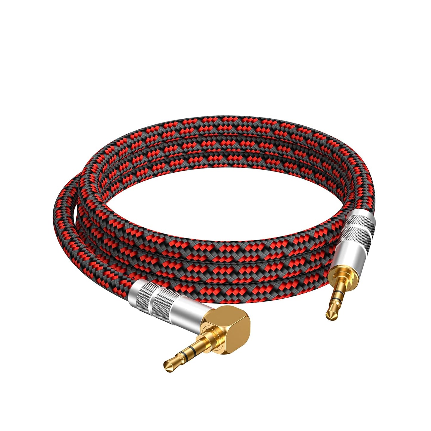3.5mm Aux Cord, Audiophile Audio Auxiliary Cable 3.5 mm Male to Male Stereo Hi-Fi Sound Braided aux 1/8 Cable for Car Home Stereos Tablets Speakers (Right Angle 3.5mm, 6.5ft)
