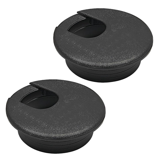 Desk Grommet 1-1/2" (38 mm), Desk Cord Hole Cover, Cable Grommet ABS Plastic, Desk Hole Grommet for Office and Home Table Cable, Detachable Cable Cord Organizer (Black 2 Pcs)