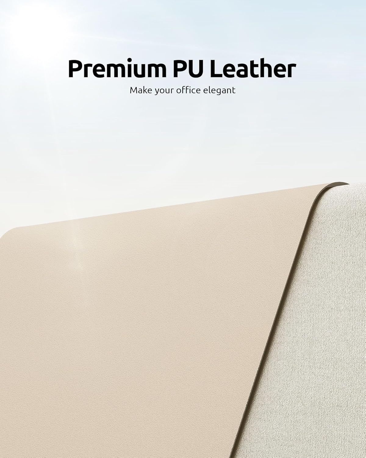 YSAGi Leather Desk Pad Protector, Office Desk Mat, Large Mouse Pad, Non-Slip PU Leather Desk Blotter, Waterproof Laptop Desk Writing Pad for Office and Home (23.6" x 13.8", Eggshell)