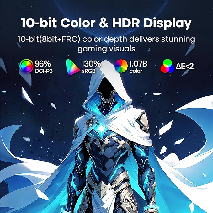 Amzfast 24 Inch Gaming Monitor 180Hz QHD 2k 2560 ×1440p Monitor, 1ms G-SYNC Compatible,Built-in Speakers,96% DCI-P3,Height Adjustable, VESA Mount, IPS Monitor with HDMI 2.0 x 2 & DP 1.4 x 2, AMZG24F6Q