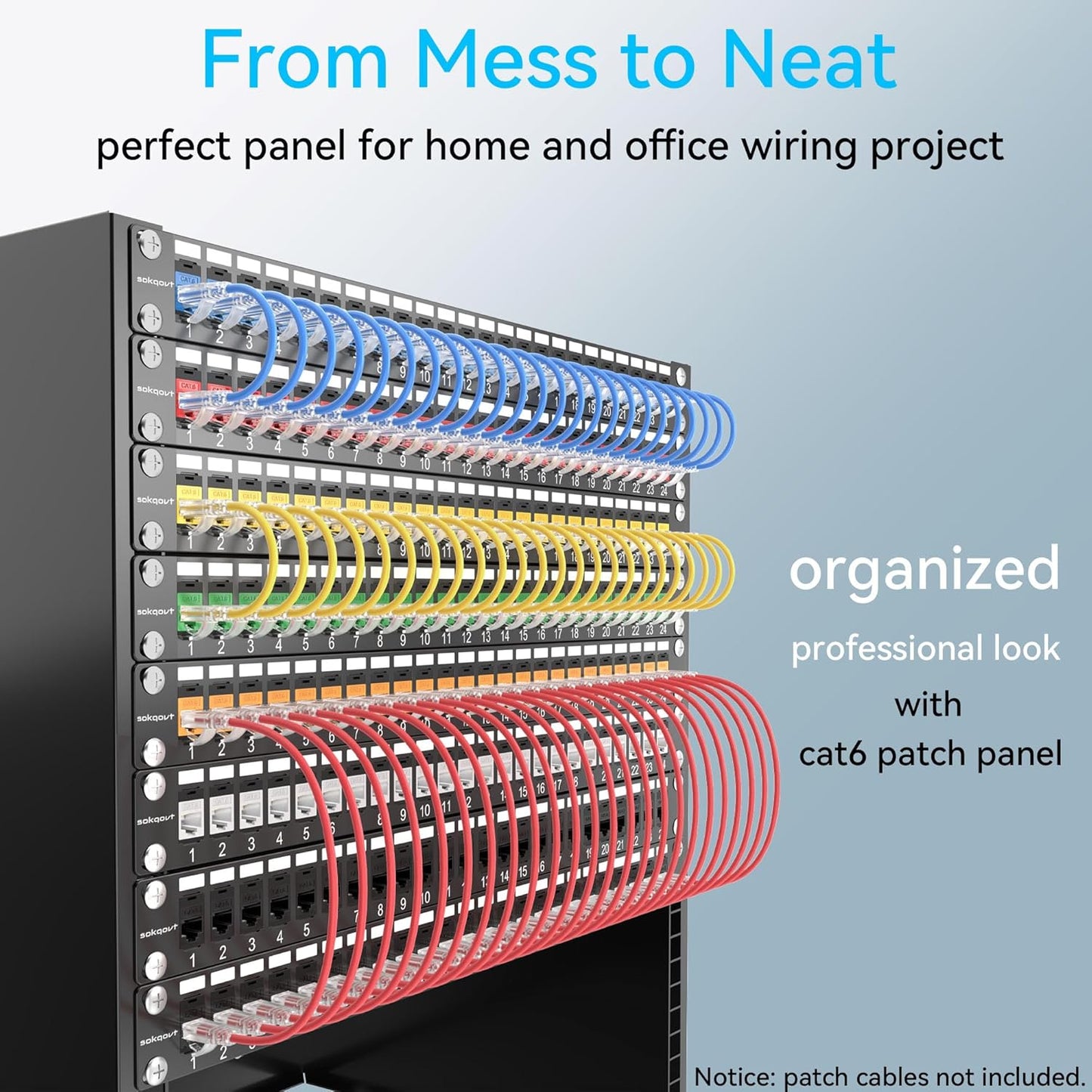 Patch Panel 48 Port Cat6 with Coupler Keystone, Cat6 Network Patch Panel 10G No Punch Down, Time-Saver Ethernet 2U Rj45 Panel with Sturdy Back Bar, 19 Inch Coupler Network Panel