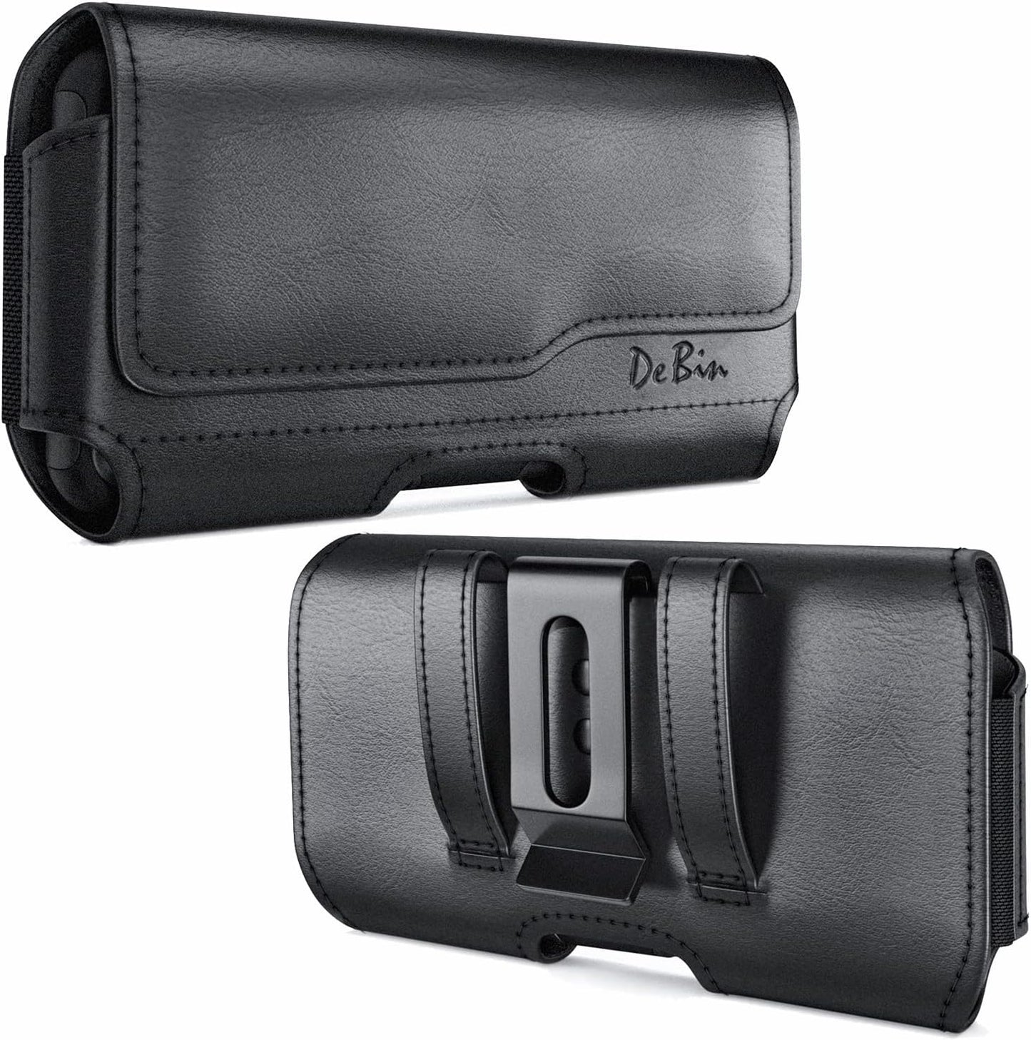 DeBin Case for Galaxy S25 S24 5G S23, S22, S21, S20, S10, S9, A10e, A01, Note 10, Cell Phone Belt Holster Clip Pouch Holder Cover (Fits Samsung with Case on) Black