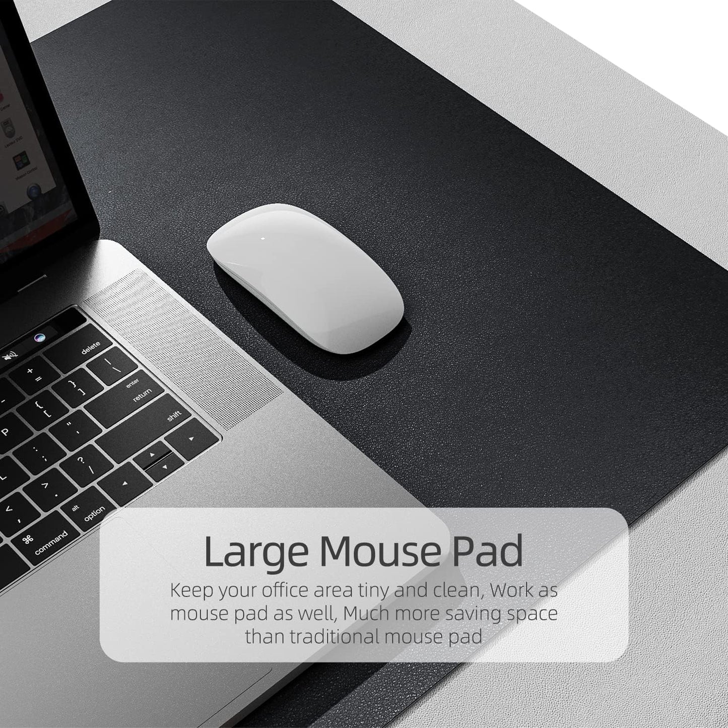 YSAGi Desk Mat, Desk Pad, Waterproof Desk Pad, 35.4" x 17" Laptop Leather Desk Pad Protector, Large Desk Blotter for Keyboard and Mouse, Desk Writing Pad for Office and Home (35.4" x 17", Black+Grey)