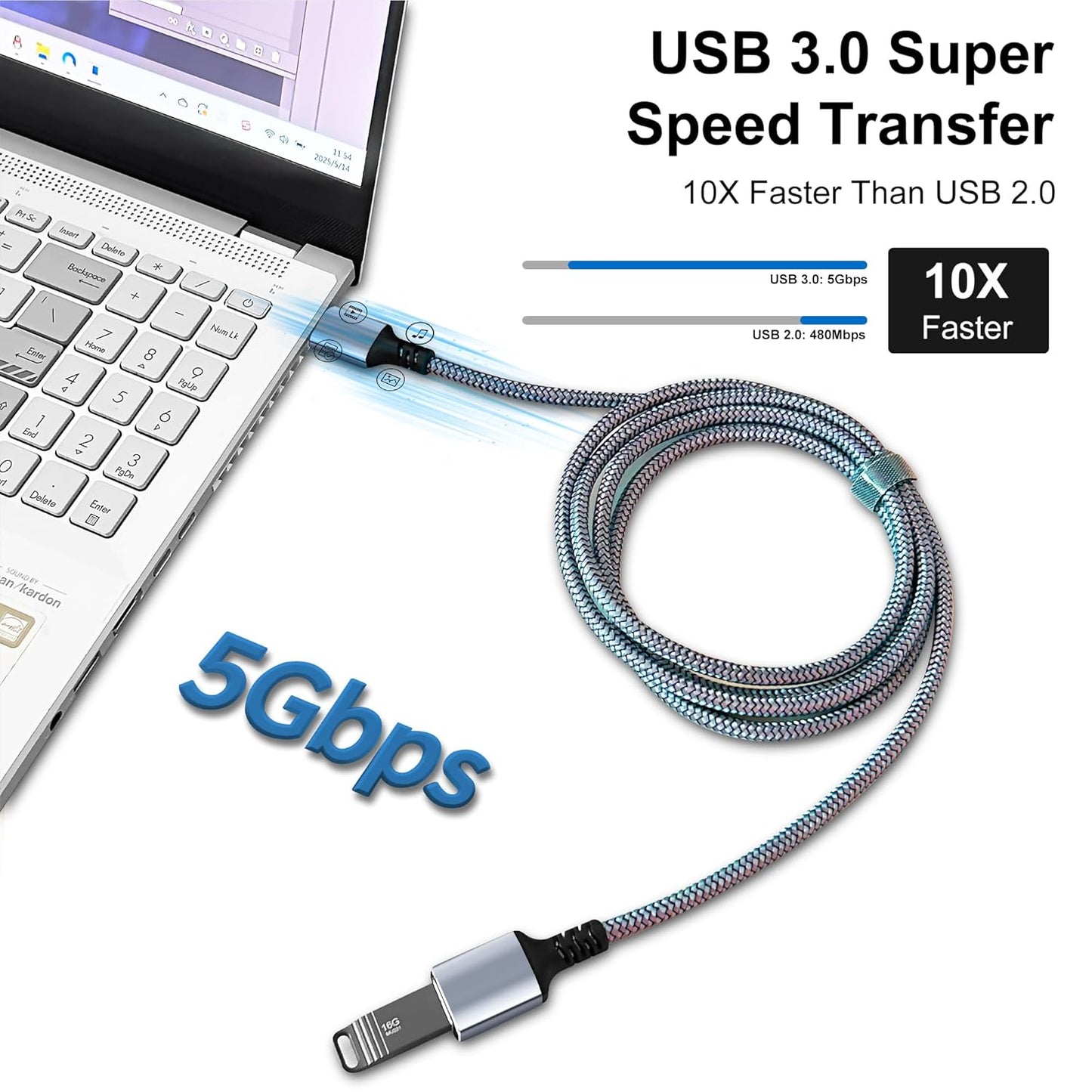 Tan QY USB 3.0 Extension Cable 10Ft, USB 3.0 High Speed Extender Cord Type A Male to A Female for PlayStation, Xbox, USB Flash Drive, Hard Drive, Card Reader,Scanner,Printer,Keyboard (Silver, 10Ft)