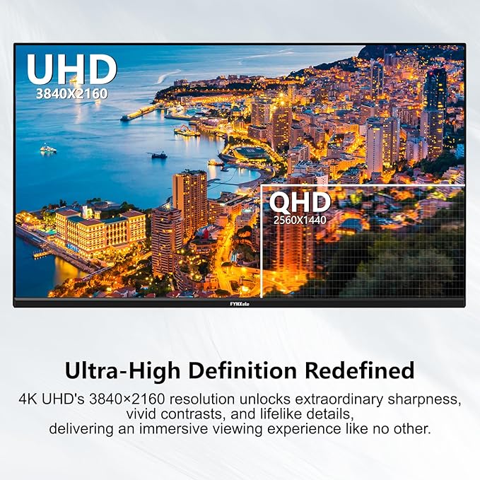 32 Inch 4K UHD 3840 * 2160 Computer Monitor 75hz 1MS, IPS Monitor for Design, Casual Gaming, Work, Ultra-Slim Bezel Monitor Support Adaptive-Sync,100% sRGB,HDR,2X DP & 2X HDMI, VESA 100 * 100mm