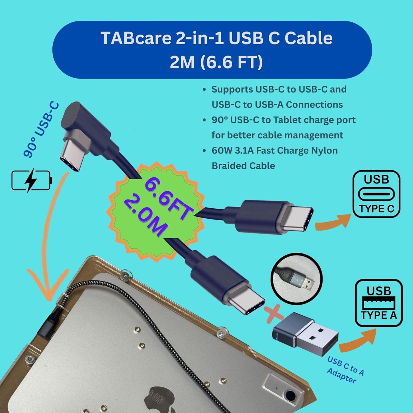 TABcare Anti-Theft Acrylic VESA Enclosure for Apple iPad Pro 13" 2024 with Wall Mount Kit & 90-Degree Angle USB C Cable (iPad Pro 13" 2024, Clear)