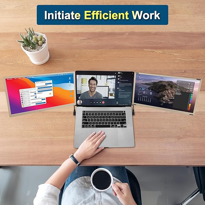 Alecewey Laptop Screen Extender, 15.6 inch Triple Screen Laptop Monitor Extender FHD 1080P HDMI Detached Extended Portable Dual Monitor for 12-17'' Laptops with Window,Mac,Android