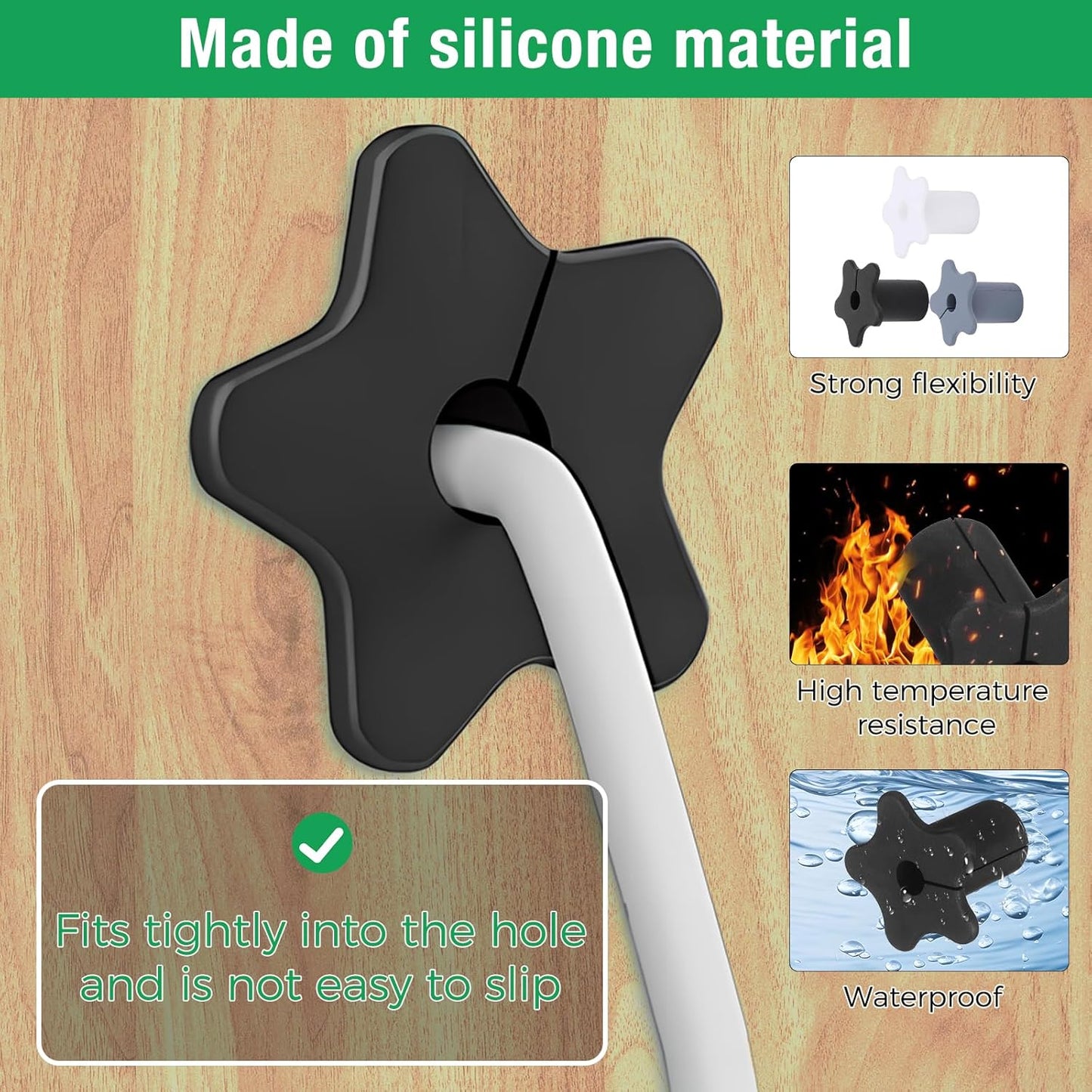 4pc Starlink Cable Grommet 5/8" Silicone Waterproof Wall Hole Pass Through Split Cable Bushings for TV Wire Ethernet Cord, Starlink Cable Routing Kit Accessories, 27.6mm/1.09" Ht, Grey