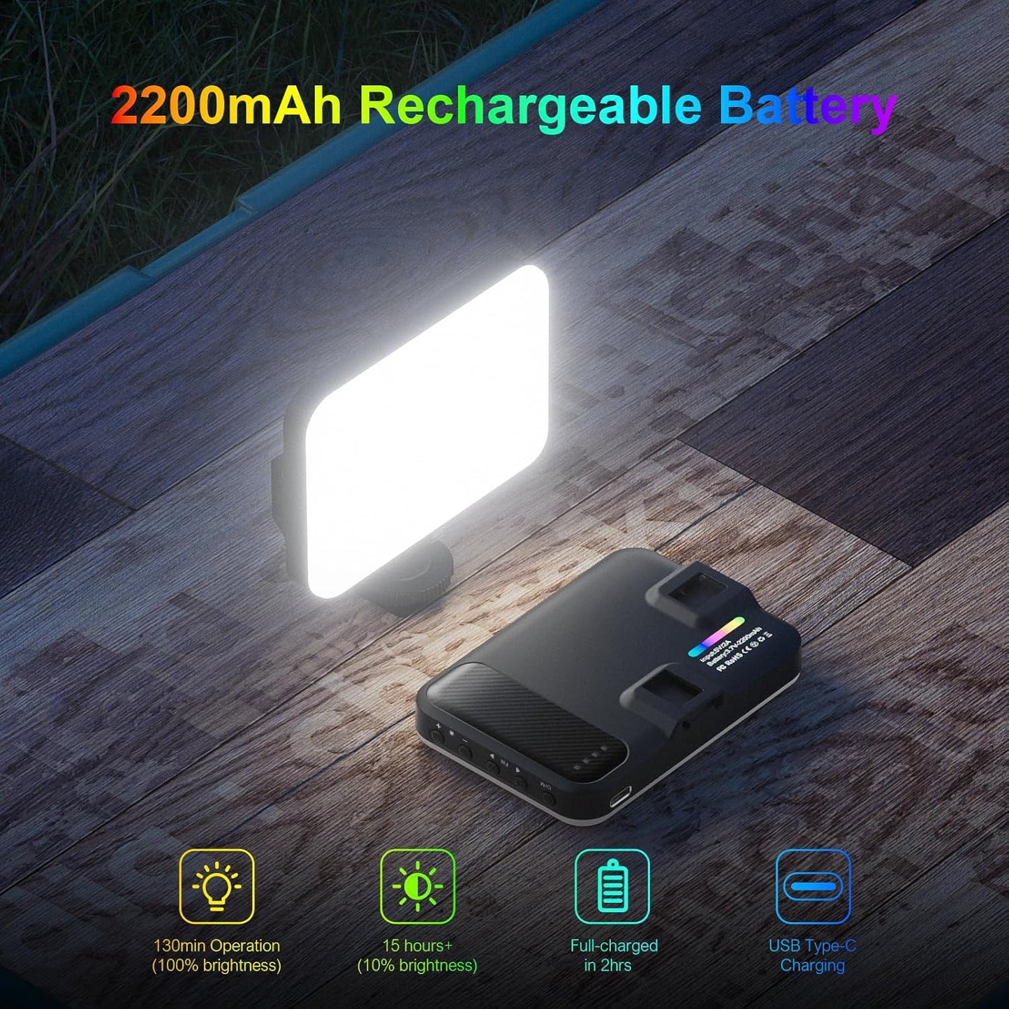 Hagibis RGB Camera Light,360°Full Color Portable Video Light LED Photo Light w Cold Shoe,2200mAh Rechargeable CRI97+,20Effects Lighting for Photography/Advertising Poster/Short Film (RGB-Black)