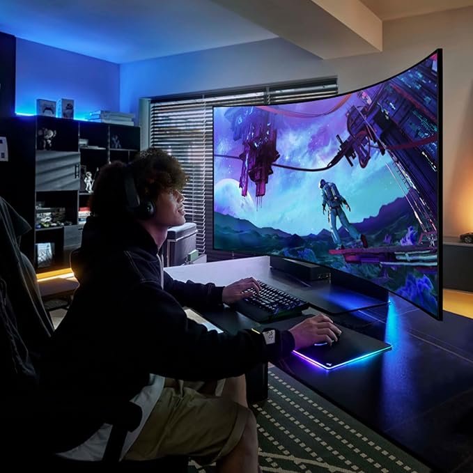 Samsung 55" Odyssey Ark 2nd Gen 4K UHD 1000R Curved Gaming Monitor, 165Hz, 1ms, 4 Input Multi View, Quantum Mini-LED, AMD FreeSync Premium Pro, HDR 10+, Height Adjustable Screen, LS55CG970NNXGO