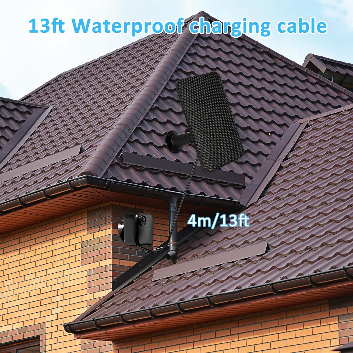 6W Solar Panel Charger for Blink Outdoor/Outdoor(3rd Gen)/XT XT2 Camera Solar Panel with 13.1ft Waterproof Charging Cable, Waterproof Rubber Plug, 360°Adjustable (for Blink 3-1PC)