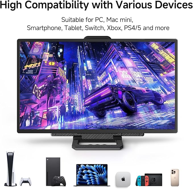 Large Portable Monitor 24 inch - 1080P FHD 100Hz Travel Monitor, 125% sRGB IPS Laptop Screen Extender, VESA Compatible, Height Adjustable Detachable Stand with USB-C HDMI for Work Gaming Office Home