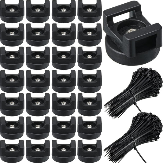Yookeer 250 Pieces Magnetic Zip Tie Mount Multipurpose Cable Holder Magnets Magnetic Wire Management Bases with Heavy Duty Zip, Mount Nylon Cable Ties in Total (22 mm)