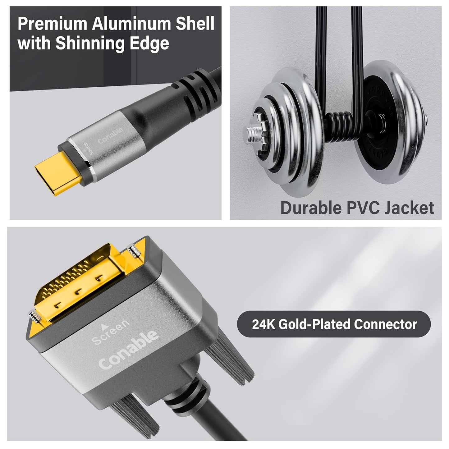 4K USB C to DVI Cable 25FT, USB Type-C to DVI-D Adapter Cord, (Thunderbolt 3/4) Compatible with iPhone 16/15 Series, MacBook Pro/Air, iPad Pro, iMac, Galaxy S24, XPS, Surface Book 3 and More, Real 4K