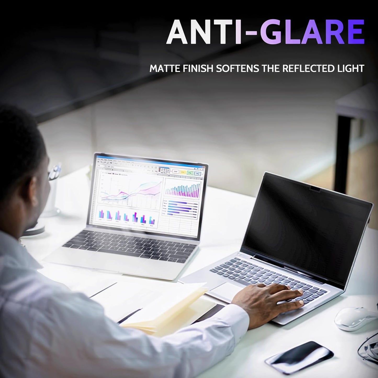 Privacy Screen for 15 Inch Surface Laptop 6/5/4/3/2/1, MagicSuction™ Removable Anti Spy Black Protector, Glare Blue Light Filter for Microsoft Laptop Computer Monitor
