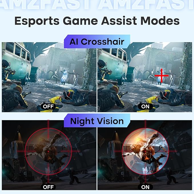 Amzfast 24 Inch Gaming Monitor 180Hz QHD 2k 2560 ×1440p Monitor, 1ms G-SYNC Compatible,Built-in Speakers,96% DCI-P3,Height Adjustable, VESA Mount, IPS Monitor with HDMI 2.0 x 2 & DP 1.4 x 2, AMZG24F6Q