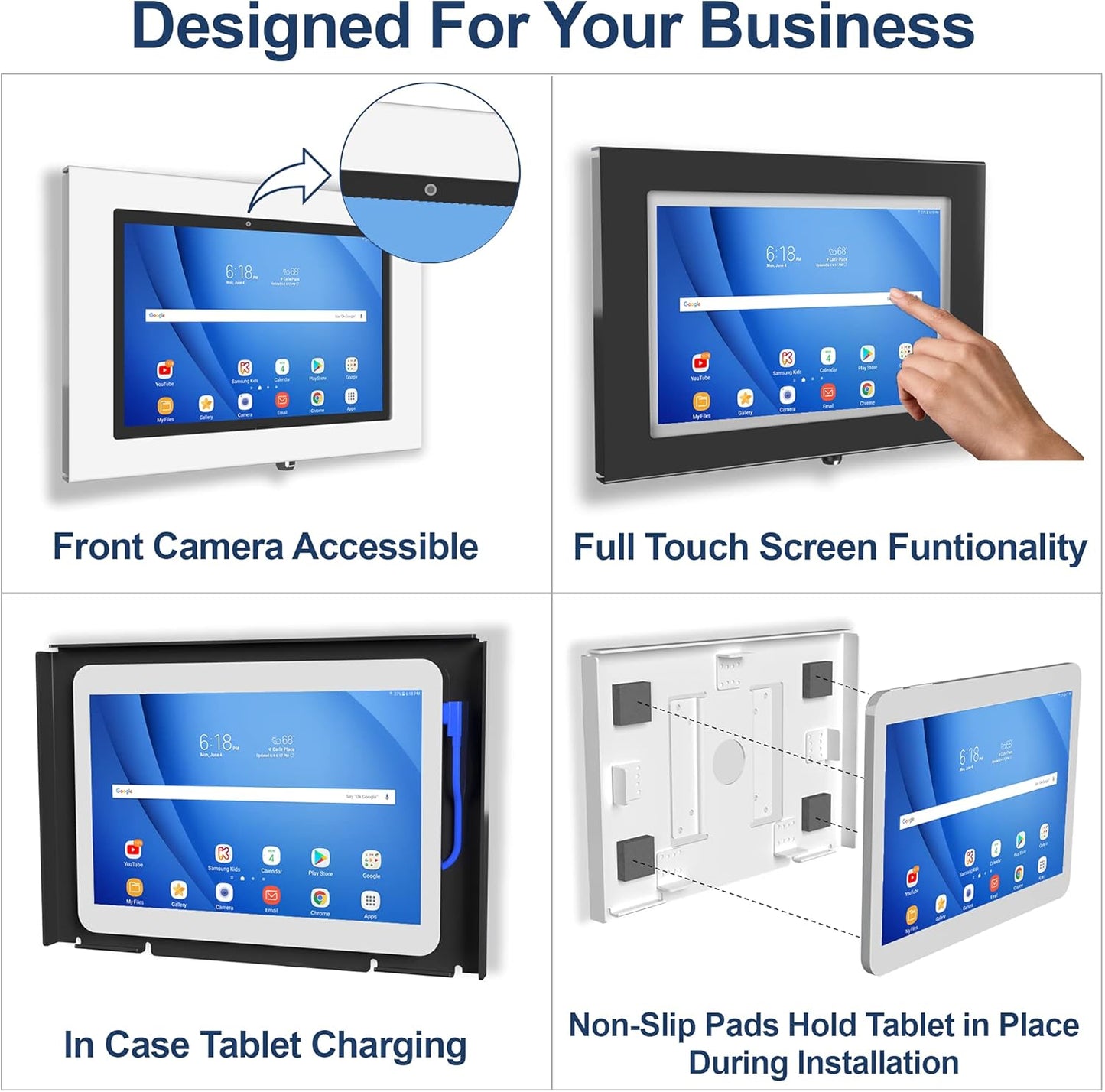 TABcare Locking Anti-Theft Metal Case for Samsung Galaxy TAB E 9.6 Tablet for Kiosk, POS, Store, Show Display, Time Clock (TAB E 9.6, White)