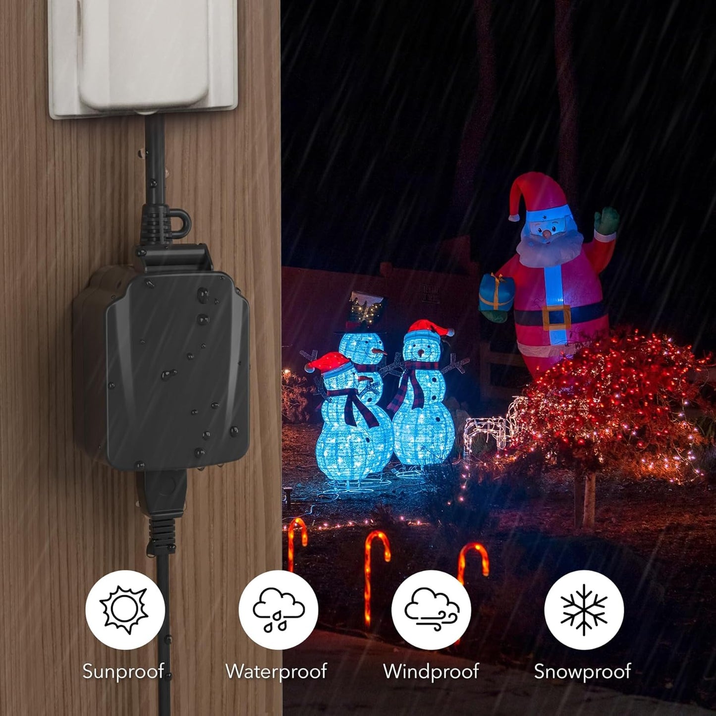 BN-LINK 24-Hour Mechanical Outdoor Light Timer, Waterproof, Heavy Duty, 15A 1/2HP, 1 Grounded Timer Outlet for Home and Garden
