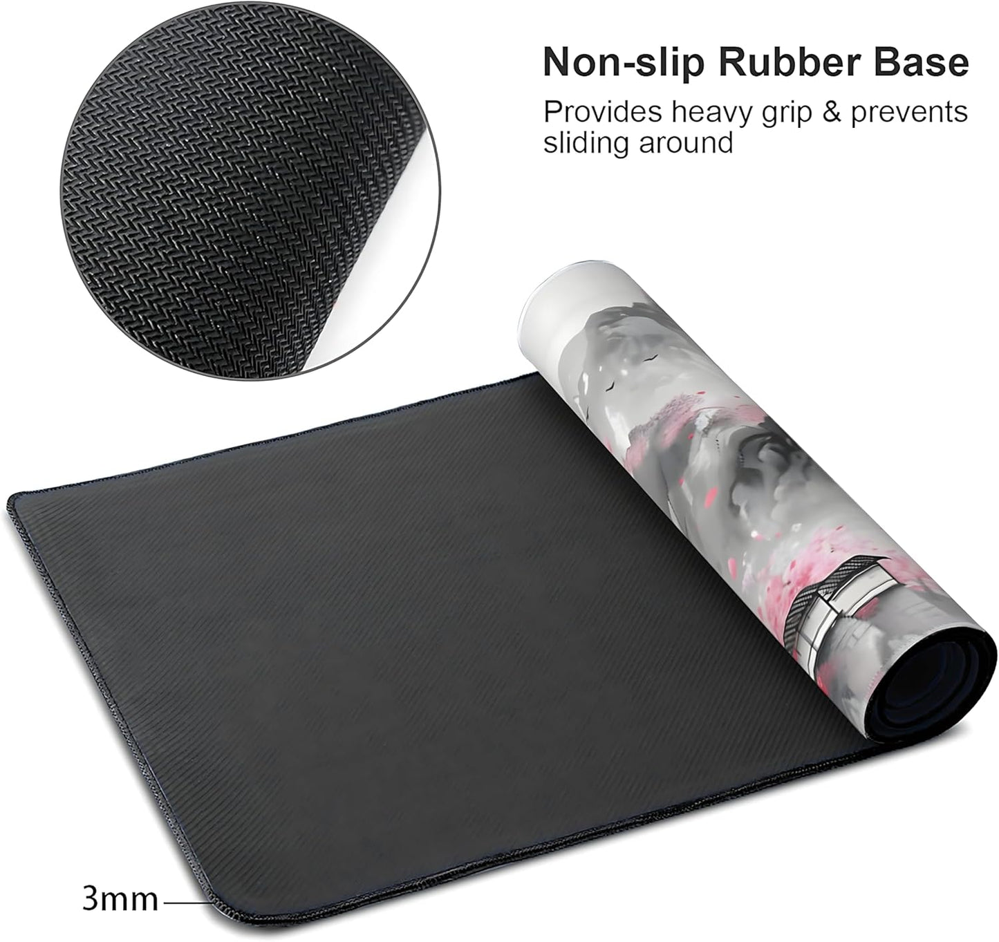 Japanese Cherry Blossom Large Mouse Pad,Gaming Keyboard Desk Pad,Extended Mouse Mat Non-Slip Rubber Base with Stitched Edges for Office Game Home XL 31.5"x11.8"