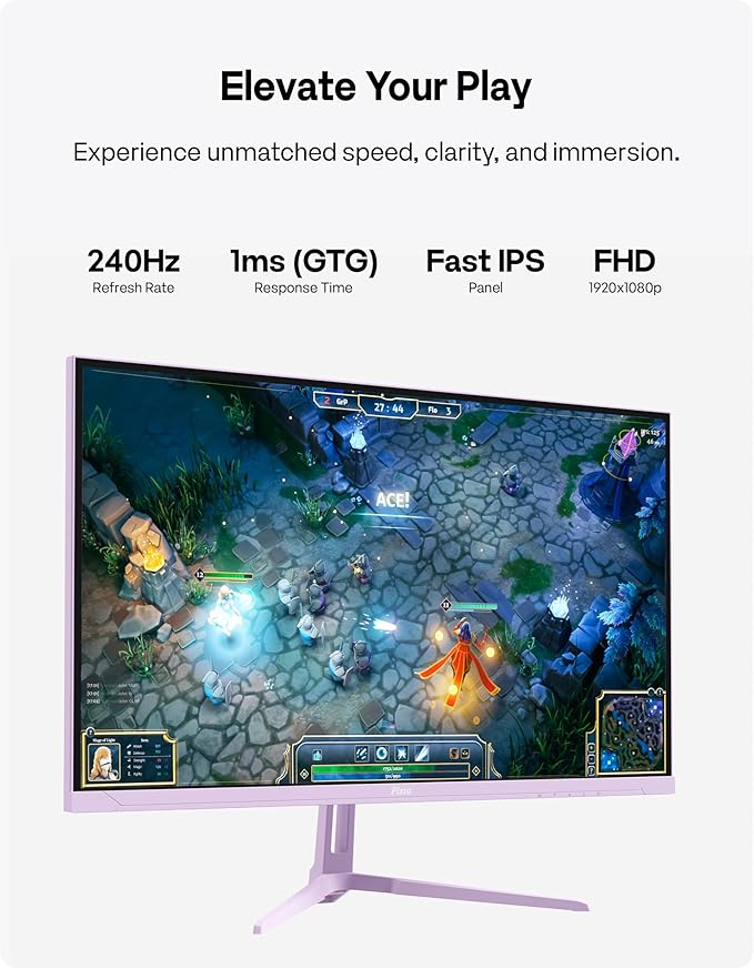 Pixio PX279 Wave Purple 27 inch 240Hz Refresh Rate FHD 1080p Resolution Fast IPS Panel 1ms GTG Resonse Time Gaming Monitor with Adaptive Sync