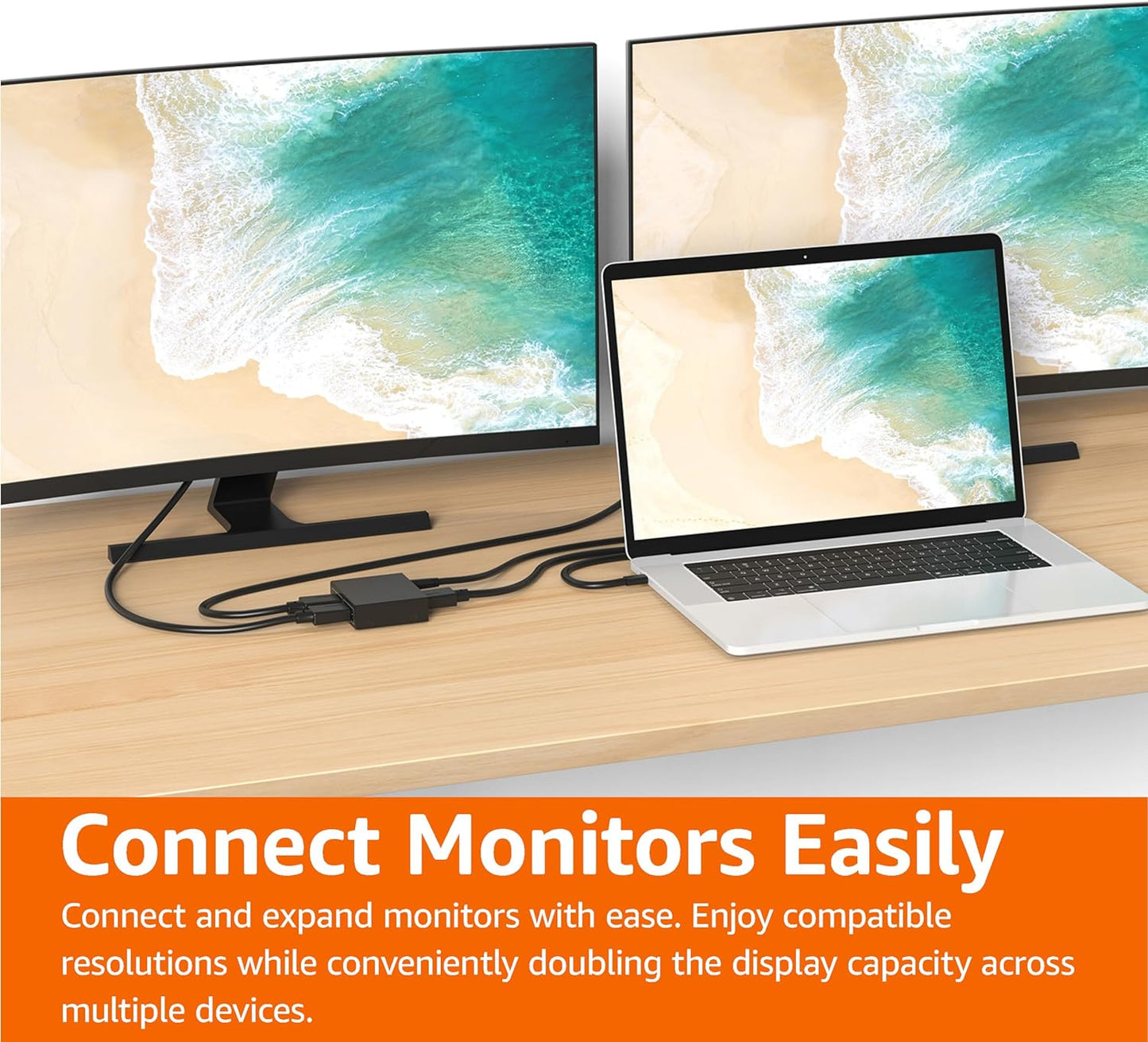 Amazon Basics HDMI Splitter 1 in 2 Out, 4K@30Hz for Dual Monitors, Mirror Only, Black
