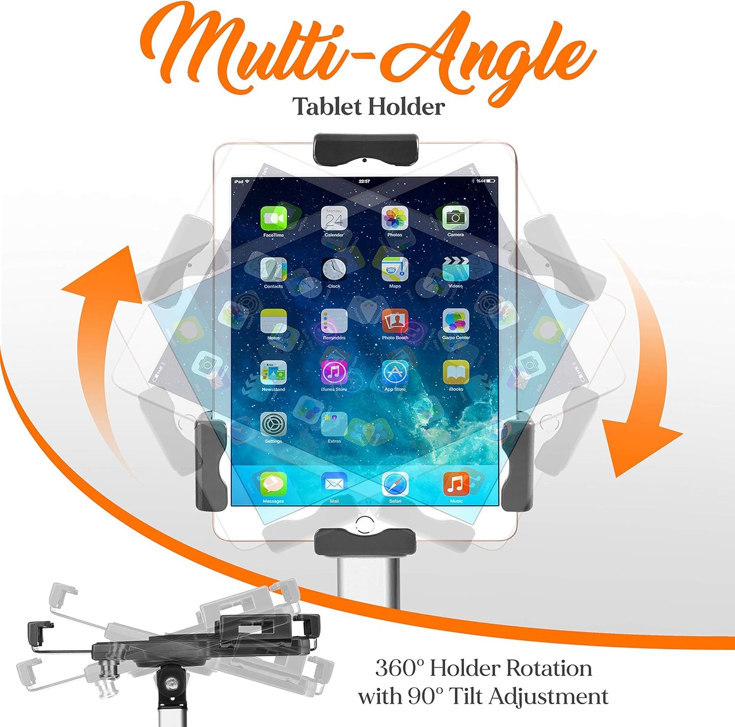 Pyle Anti-Theft Tablet Security Stand Kiosk-Heavy Duty Aluminum Metal Floor Standing Mount Tablet Case Holder Display w/Height Adjustable Pole,Fits iPad Mini 2 3 4 Air Samsung Tablets-Pyle PSPADLK60