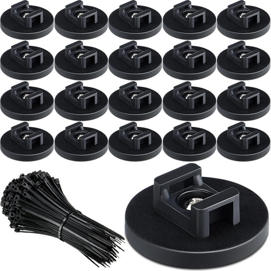 Yookeer 120 Pieces Magnetic Zip Tie Mount Multipurpose Cable Holder Magnets Magnetic Wire Management Bases with Heavy Duty Zip, Mount Nylon Cable Ties in Total (43 mm)