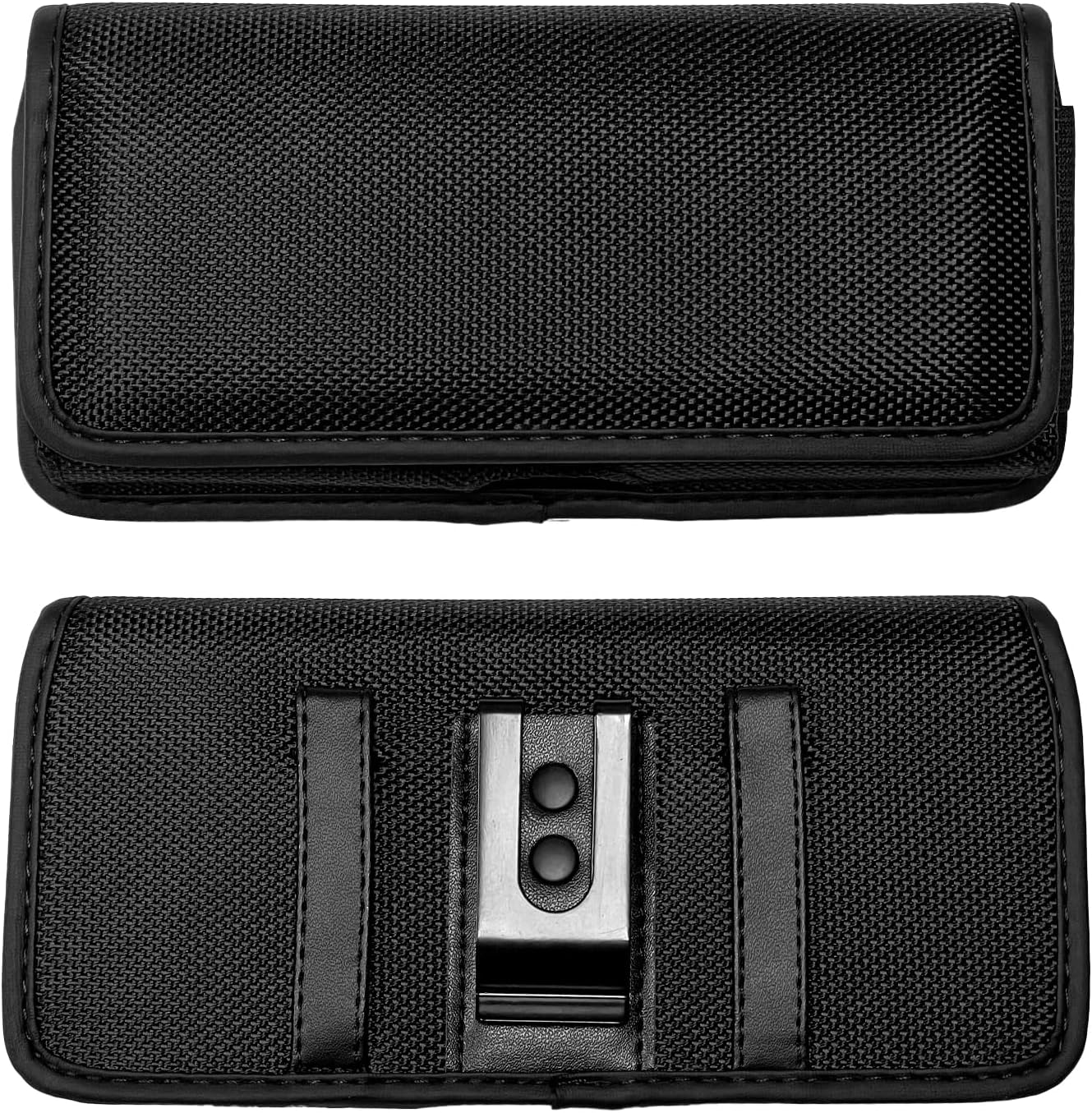 Nylon Cellphone Holster for iPhone 12/13/14/15 Pro Max/Plus, Samsung Galaxy A04S A13 A14 A15 S22 S23 S24 Plus- Horizontal Case Canvas Waist Carrying Pouch with Belt Clip/Loops, Black