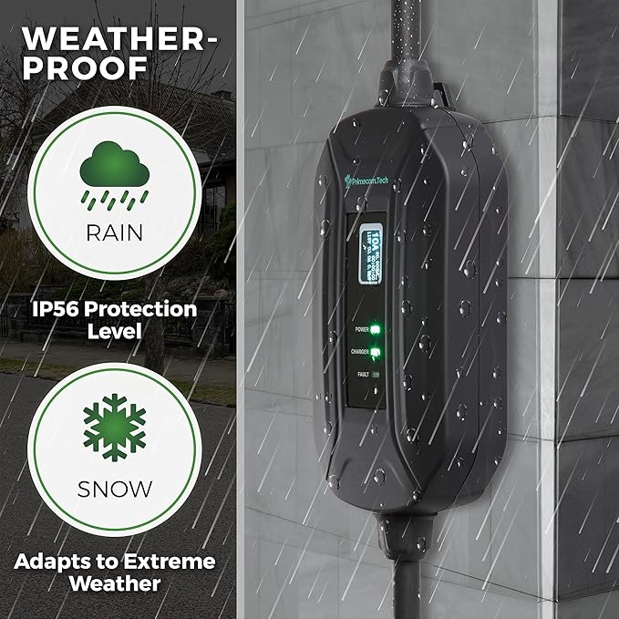PRIMECOM Level 2 Electric Vehicle (EV) Charger (220V / 240Volt, 16Amp) Portable EVSE Smart Electric Car Charger, 30', 40', and 50 Feet Lengths (NEMA 6-30P, 40 Feet)