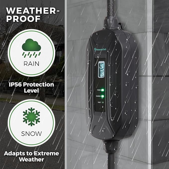 PRIMECOM Level 2 Electric Vehicle (EV) Charger (220V / 240Volt, 16Amp) Portable EVSE Smart Electric Car Charger, 30', 40', and 50 Feet Lengths (14-30P, 40 Feet)