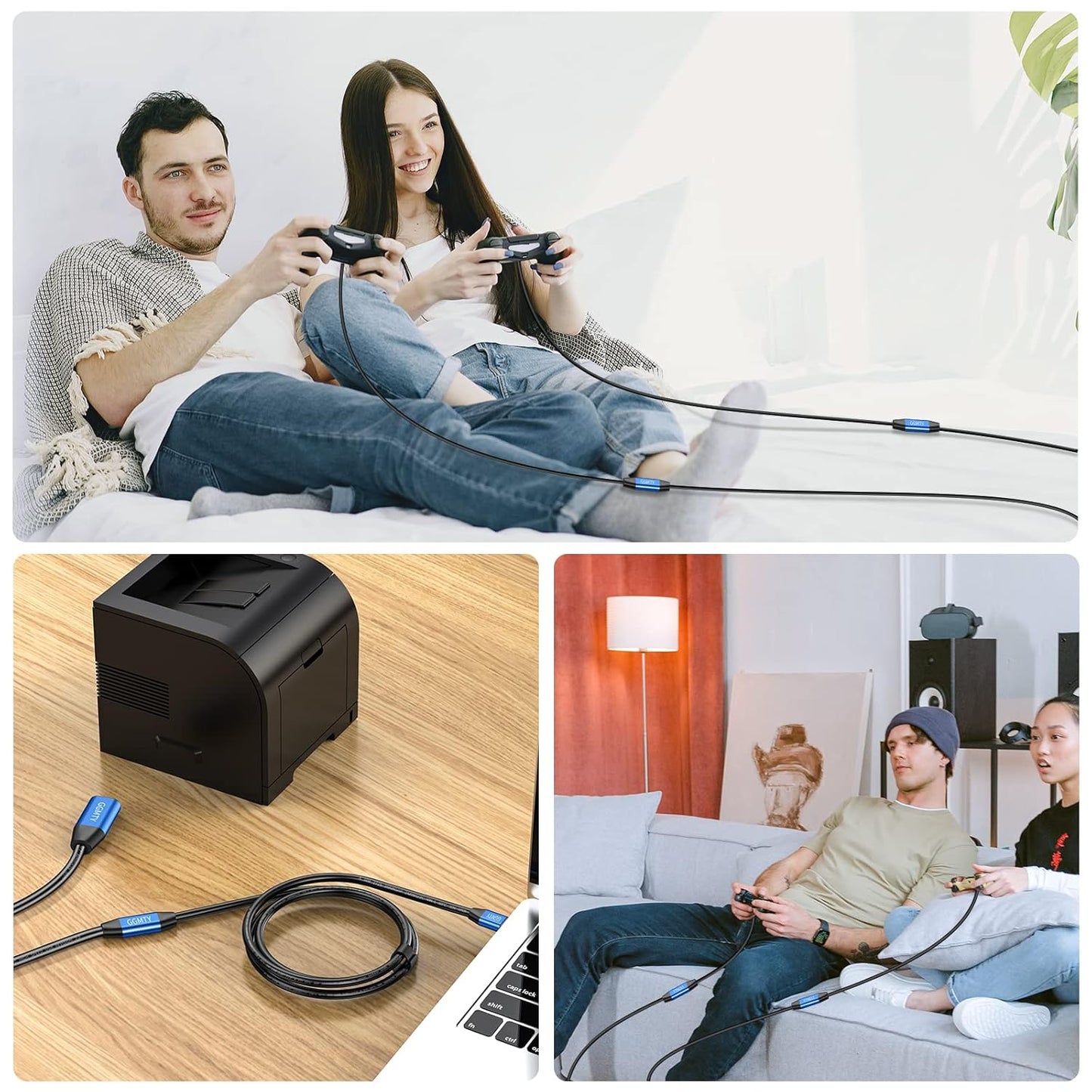 USB 2.0 Type A Male to A Female Active Repeater Extension Cable 30ft, High Speed 480 Mbps