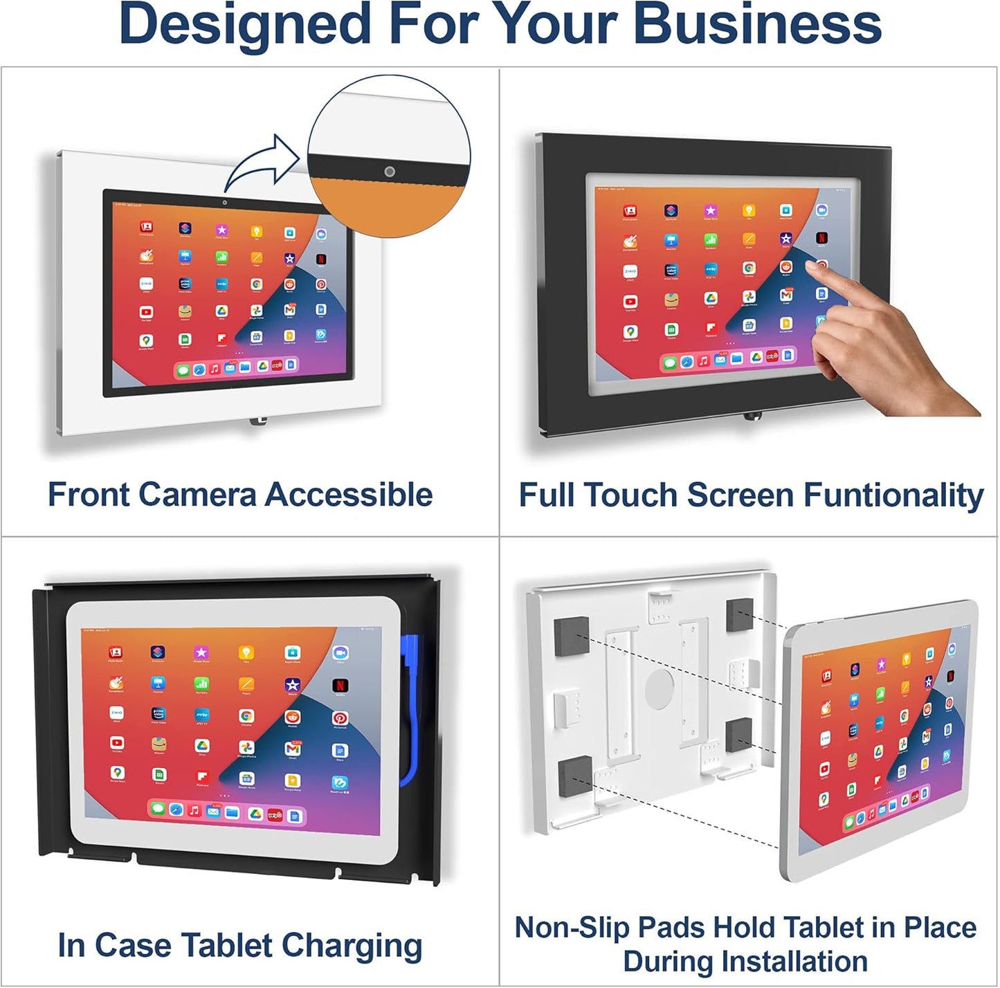 TABcare Locking Anti-Theft Metal Case for iPad Pro 13" for Kiosk, POS, Store, Show Display, Time Clock (White, iPad Pro 13)