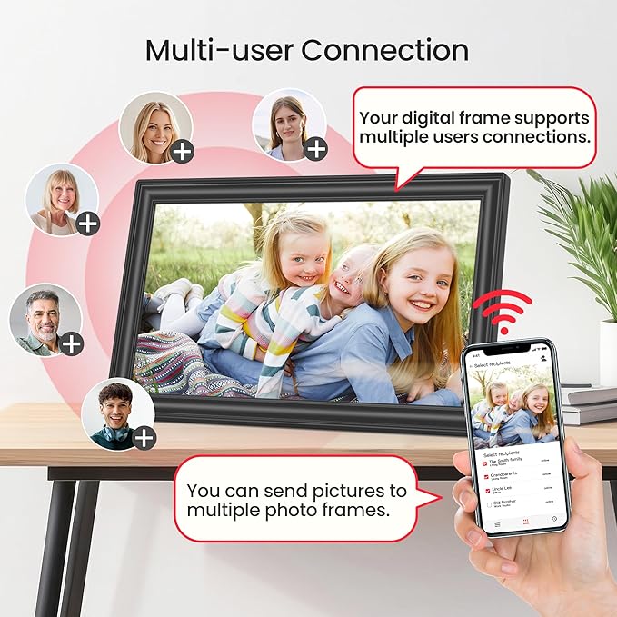 64GB 15.6" Frameo Digital Picture Frame WiFi, Large Electronic Photo Frames 1920 x 1080 IPS FHD Touch Screen, Send Photos from Your Phone from Anywhere, Best Gifts for Parents and Grandparents