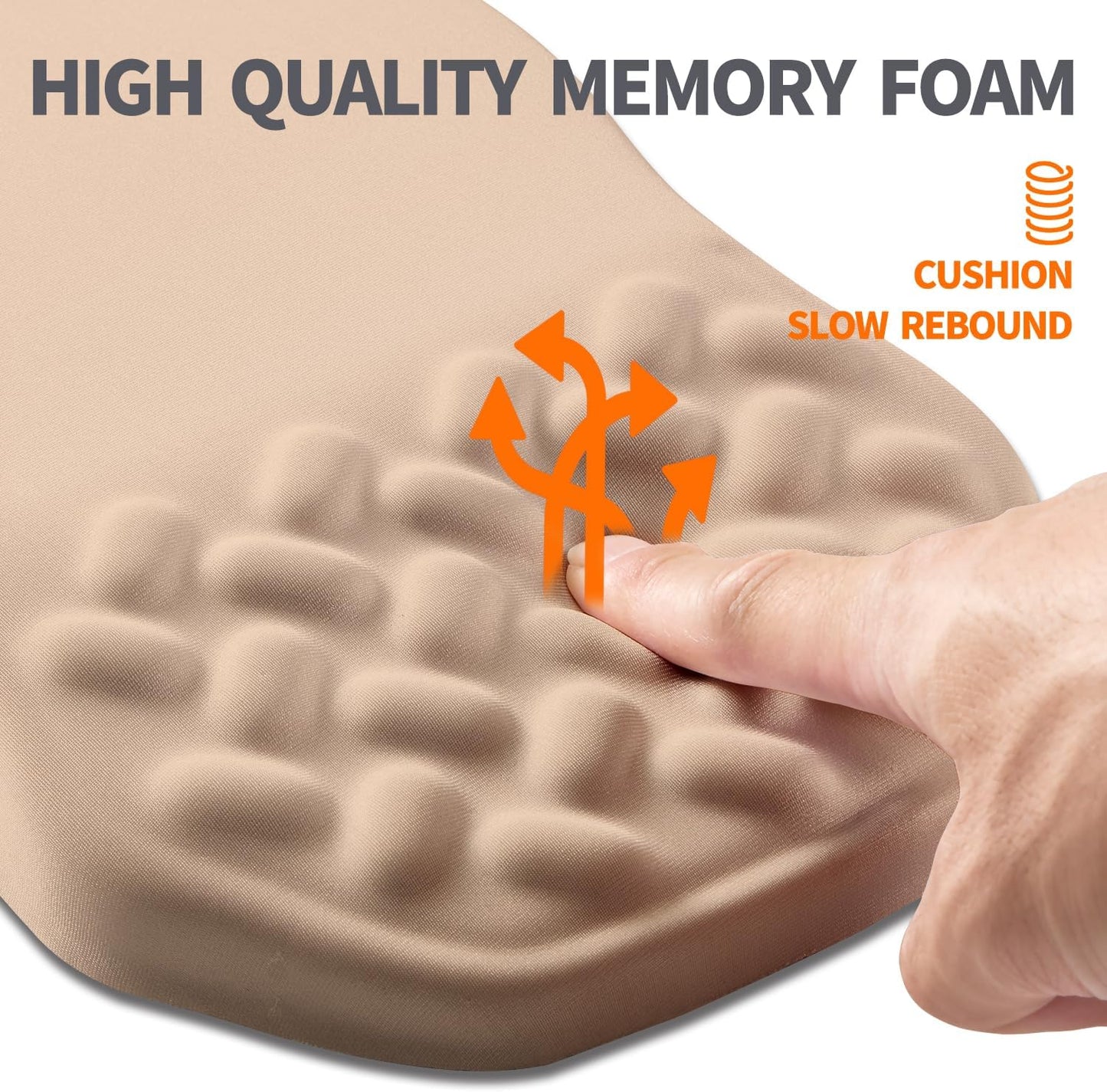 Ergonomic Slope Mouse Pad Wrist Support, Wrist Rest Mousepad for Carpal Tunnel Pain Relief with Massage Bulge and Slow Rebound Memory Foam (12x8 inch, Sand Color)