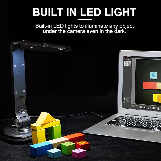 JOYUSING V500S 8MP Document Camera for Teachers, USB Visualiser for A3 Size, LED Light, AutoFocus, OCR for Windows, Classroom Presentation, Remote Teaching, Web Conferencing, Mac, Windows, Chromebook