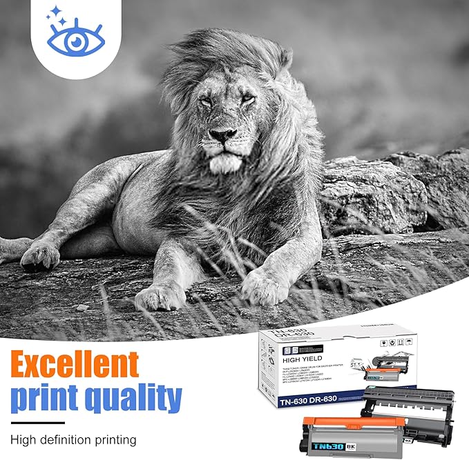 2-Pack TN630 DR630 Black Toner Cartridge and Drum Unit, Replacement for Brother HL-L2300D L2305W L2315DW L2320D L2340DW L2360DW L2380DW MFC-L2680W L2700DW L2705DW L2720DW L2740DW DCP-L2520DW Printer