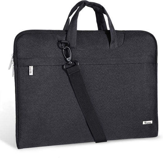 Voova Laptop Bag 17 17.3 Inch Waterproof Laptop Sleeve Case with Shoulder Straps & Handle, Computer Case Cover Slim Briefcase Compatible with 17-18” Hp Dell Asus Acer, Black