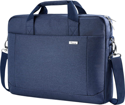 Voova Laptop Bag Case 17 17.3 Inch Computer Sleeve Messenger Bag with Shoulder Strap Expandable Waterproof Large Capacity Business Briefcase for Work Travel Fit 17-18” Laptop, Men Women, Blue