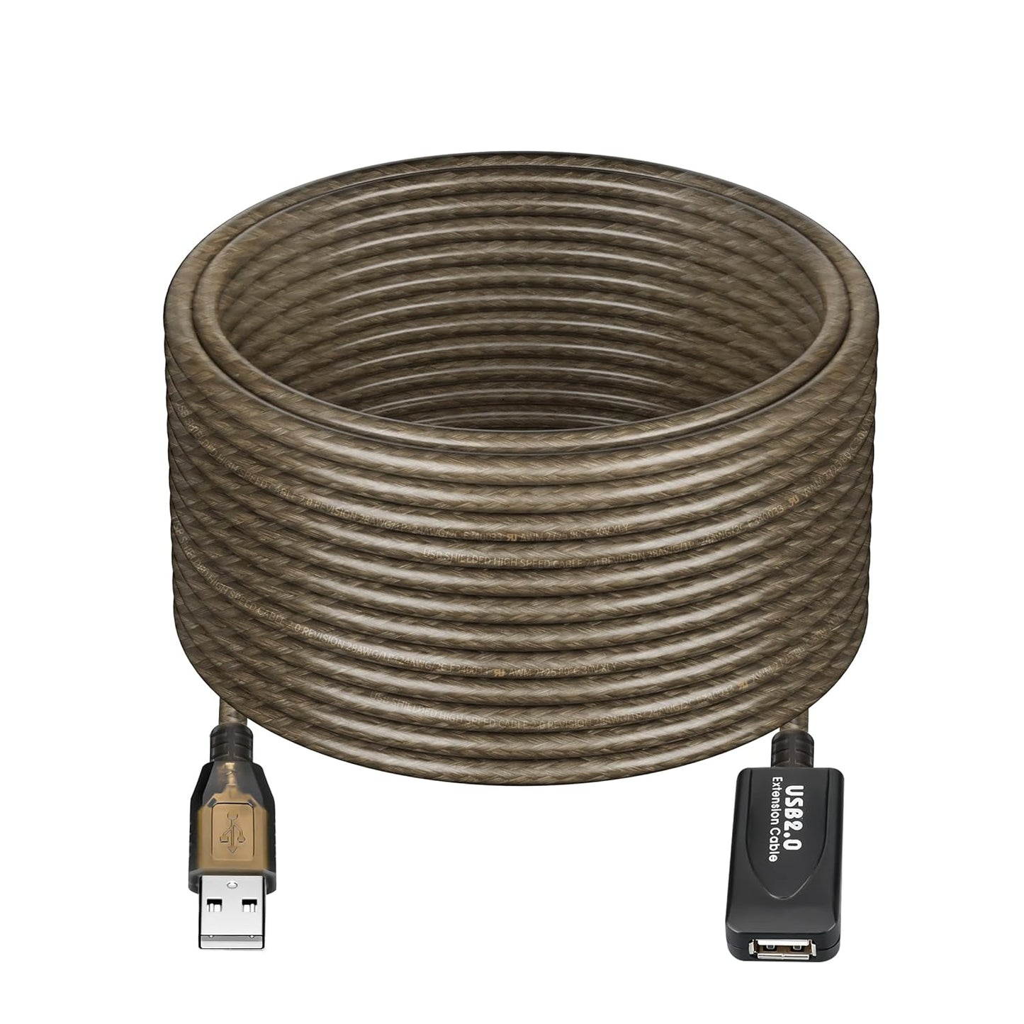 15 FT USB Extension Cable, USB 2.0 Type A Male to A Female Active Repeater Extension Cable 15ft, High Speed 480 Mbps