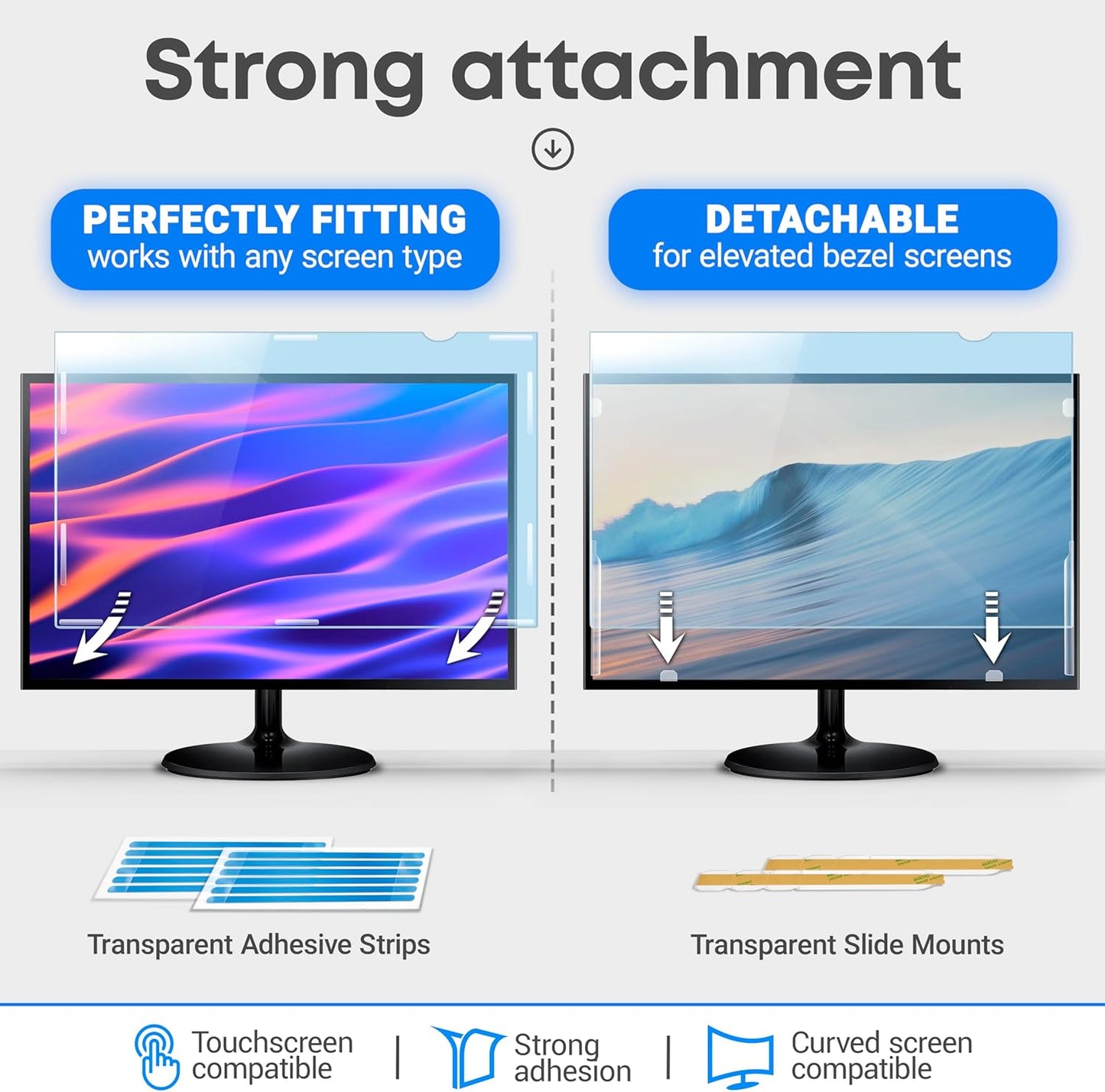 23.6 inch Blue Light Blocking Screen Protector Panel for 16:9 Widescreen Computer Monitor and Laptop - PC Anti-UV Eye Protection Filter Film - Anti-Scratch Diagonal Frame Shield [2 Pack]