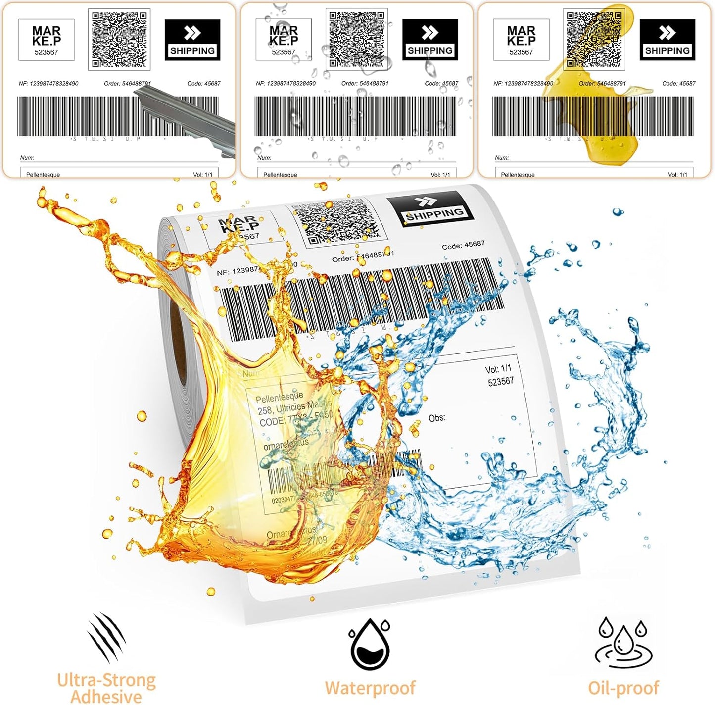 6 Rolls 4" x 6" Direct Thermal Printer Label, 250 Labels/Roll, Total 1500 Thermal Shipping Labels, Strong Adhesive, Commercial Grade, Perforated, Compatible with Most Thermal Printers (NOT for DYMO)
