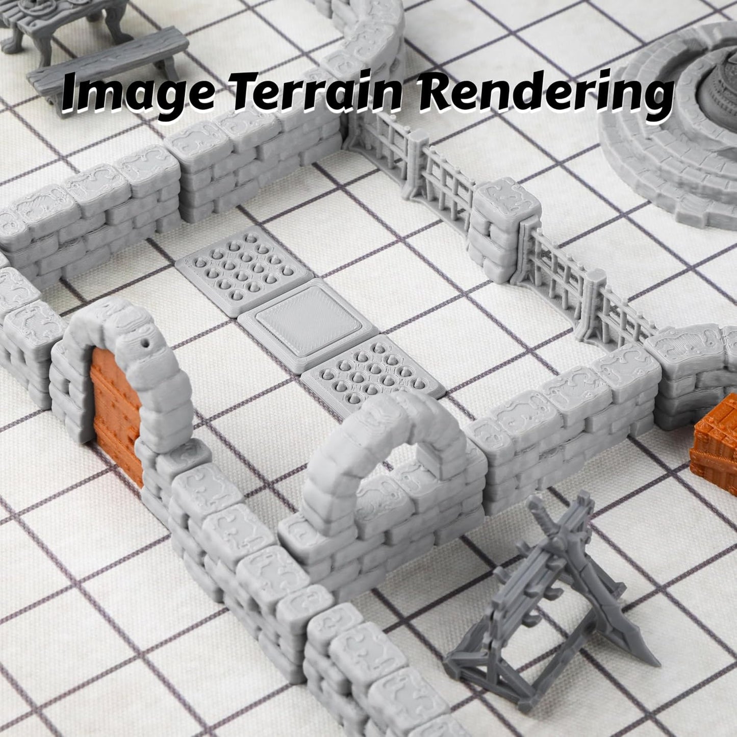 Dungeon Walls 40pcs 28mm Miniature RPG Terrain Modular System DND Building Accessories for Tabletop Role Playing Scenes, Gift of Christmas Halloween for DM (Expansion Pack 3)