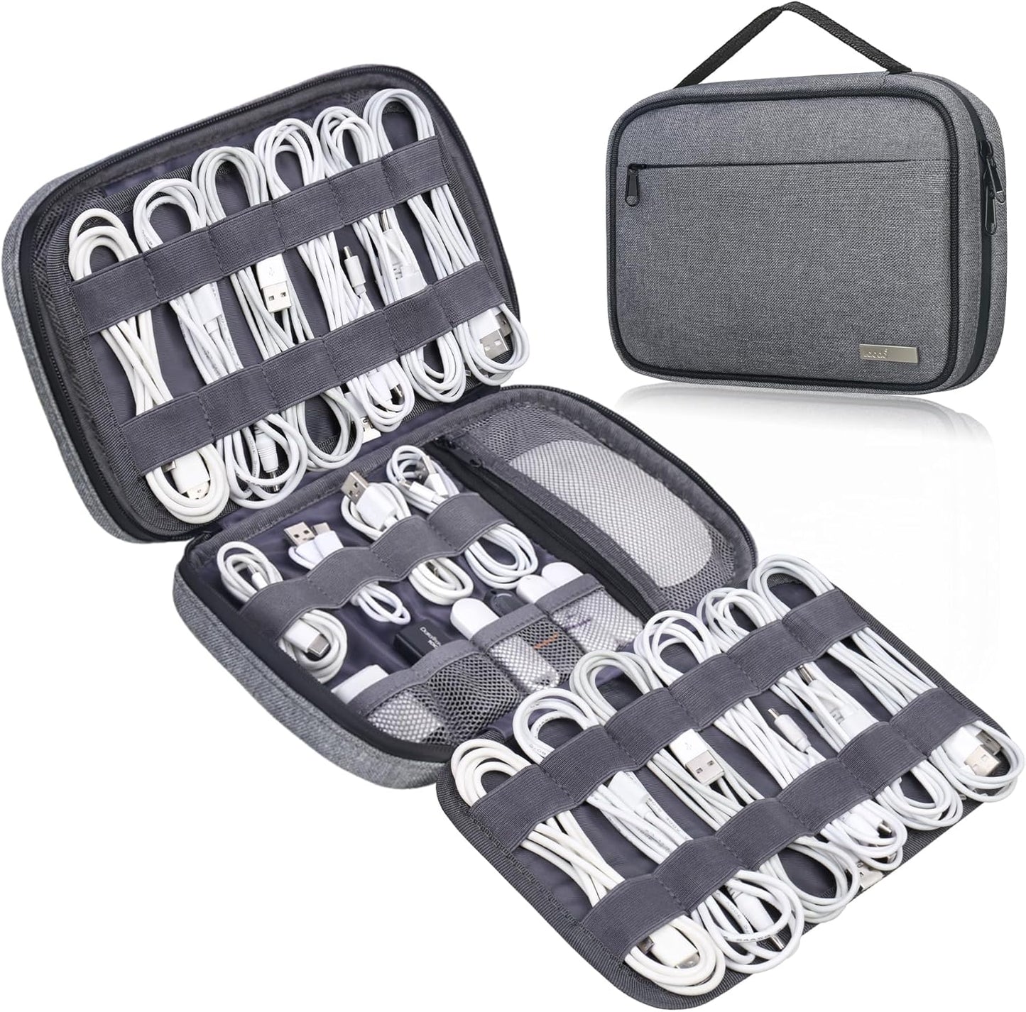Lacdo Cord Organizer Travel, Cable Organizer Bag Case, Portable Electronics Organizer travel Case, 6 Layer Large Capacity Charging Cords Storage organizer for Cables, SD Card, Travel Essentials, Gray