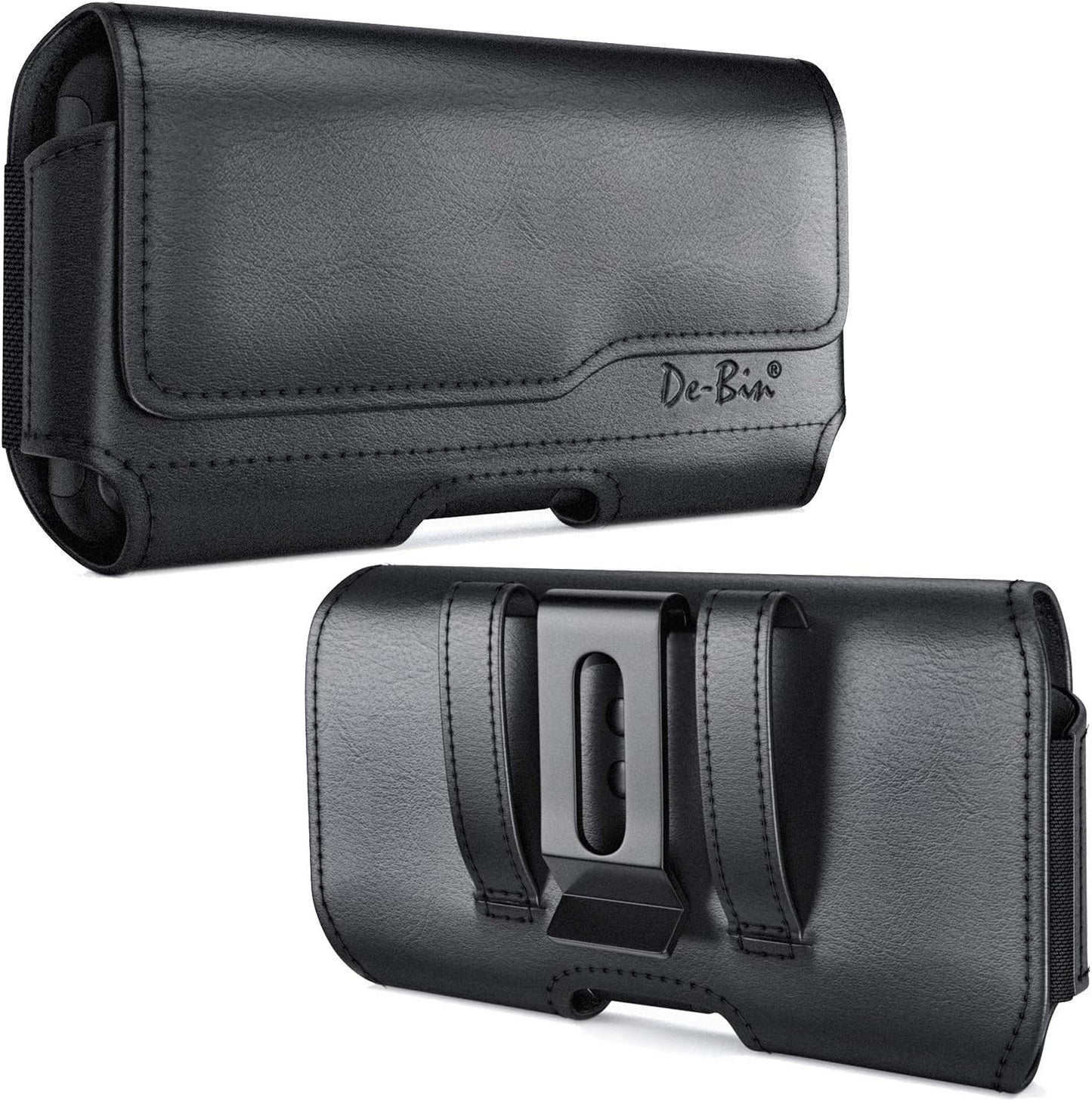 DeBin Case for Large iPhone Plus, Pro Max Cell Phones, Samsung Galaxy S24+ Plus 5G to S10+ Plus Smartphones – Cellphone Belt Holder Clip Holster Carry Pouch Man Women (Fits Phone with Case on) Black